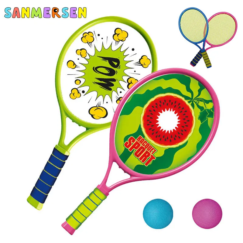 2Pcs Kids Adults Tennis Badminton Rackets Ball Set Family Game Toy Indoor Sport 