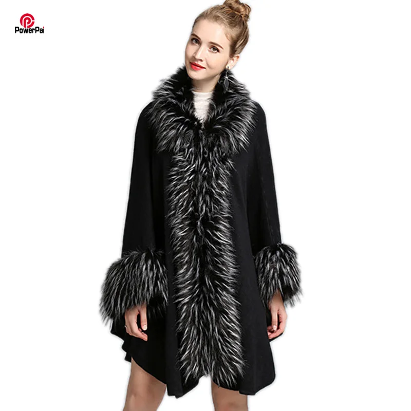 Fashion Luxury Lapel Faux Ostrich Fur Coat Cape Long Women Knit Cashmere Cloak Shawl Cardigan EuropeStyle Fall Winter New | Женская