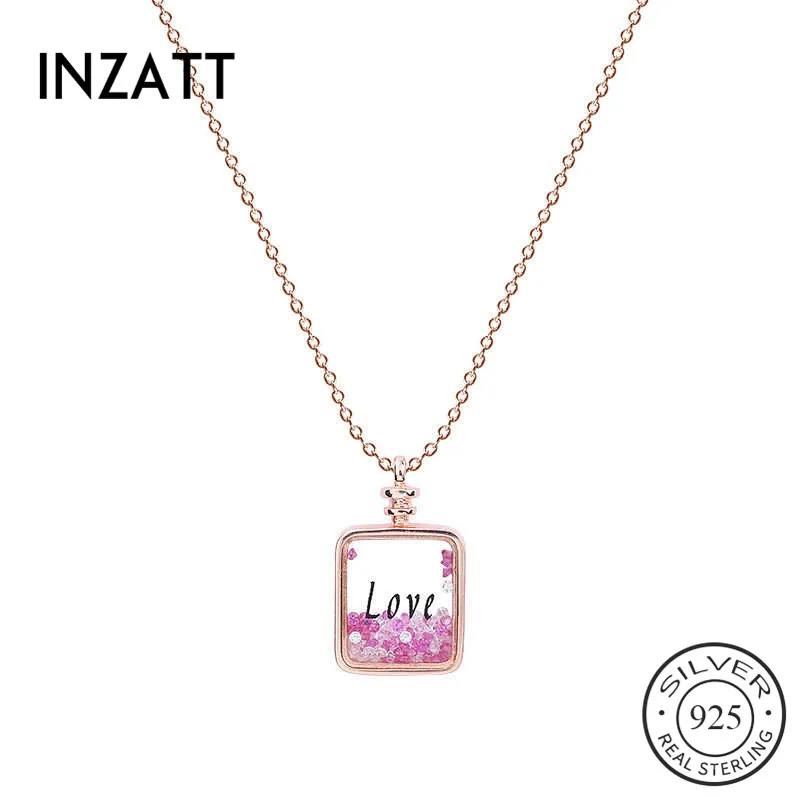 INZATT, настоящее 925 пробы, серебро, циркон, Квадратный Кулон, Колье, Ожерелье для женщин, на день рождения, хорошее ювелирное изделие, милые аксессуары