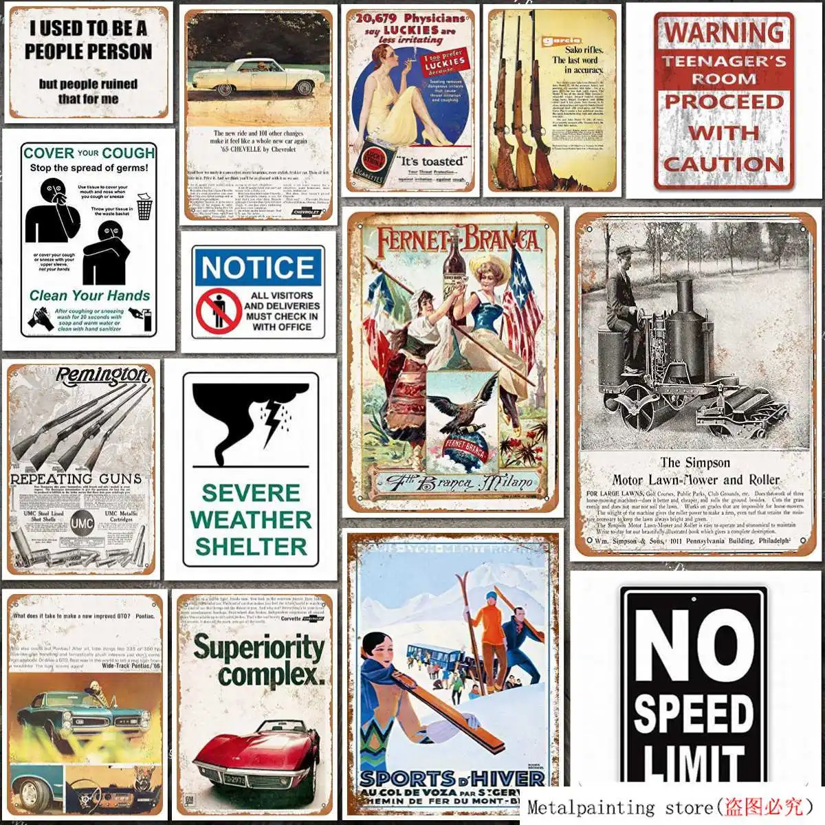 Wall Signs Notice Warning Sign Decor Metal No Speed Limit White Letter Black Background Ridiculous Humor Gag Jokes | Дом и сад
