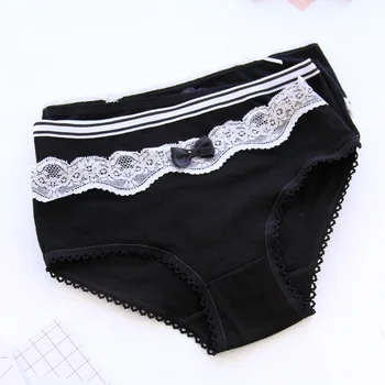 

4PCS black sheep underwear female pure cotton middle waist lady cotton triangular bottom trousers all cotton girl pants