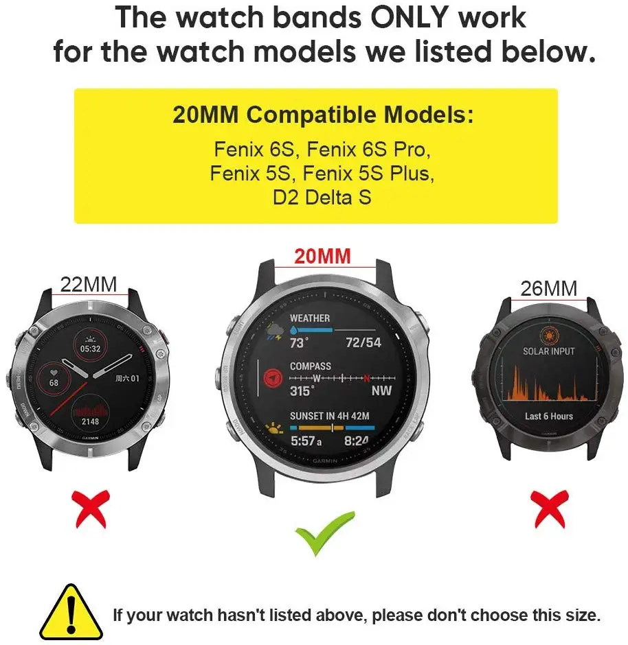 20mm Watch Band For Garmin Fenix 6S 6S Pro 5S 5S Plus Watch Strap Quick Fit 5