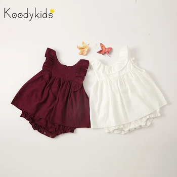

Koodykids Baby Girl Dress Bodysuits Summer Triangle Dress Romper White Girls Party Dress Clothes Toddlers Jumpersuits Clothes