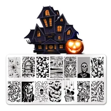 BEAUTYBIGBANG 6*12 см Хэллоуин тема штамп шаблоны Череп Паук ногтей штамповки пластины Изображение Маникюр печать трафарет Инструменты(China)