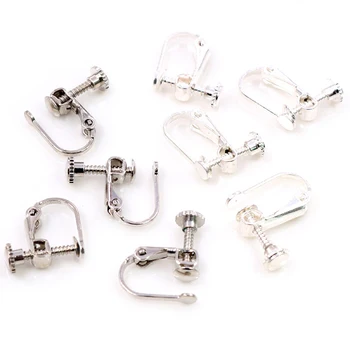 

10pcs 15*12mm Brass Screw Ear Clip Earring Settings Rotate Pads Earring Findings Base Blank Bezel For Jewelry Making Supplies