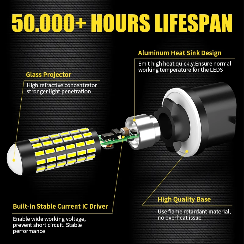 2PCS High Power Lamp 6000K White H27W/1 880 890 899 892 893 884 885 LED Replacement Bulb For Car Fog Light daytime running light