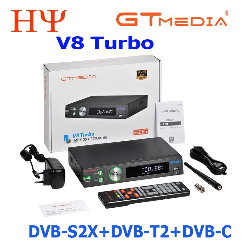 

5PCS/LOT GTMedia V8 Turbo H.265 Full HD DVB-S2+T2+DVB-C Satellite Receiver t DVB-S/S2/S2X+T/T2/Cable/J.83B, AVS+,VCM/ACM/multi