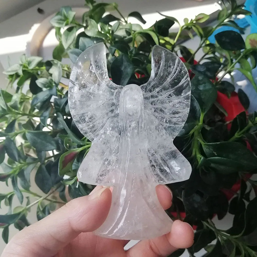 High Quality Natural Clear Quartz Dark Angel Shape Stone Hand Crafted For Gift&Home Decor ZT
