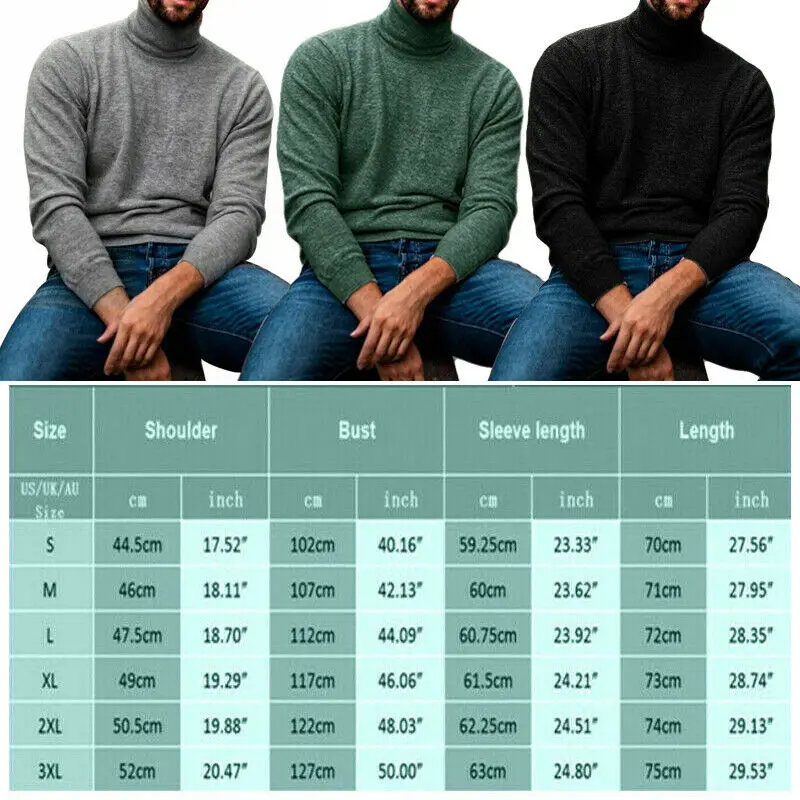 Осенне-зимний мужской теплый мягкий хлопковый пуловер с высоким воротом джемпер свитер Топы Повседневные базовые Топы модная одежда размера плюс XXXL