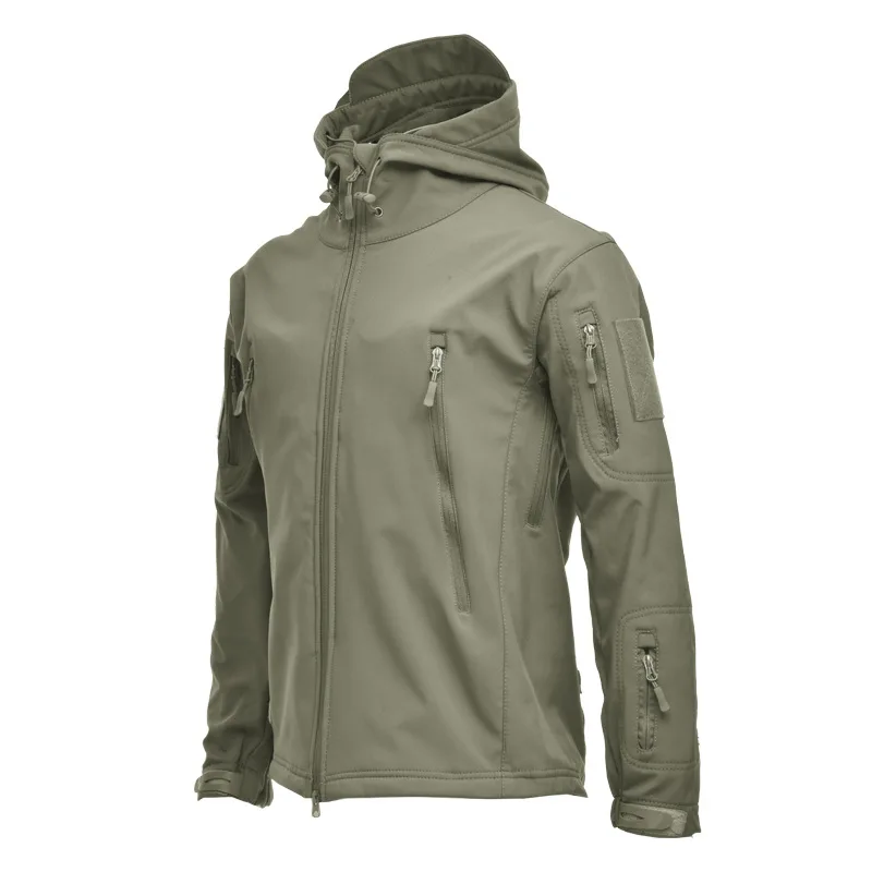 Tactical soft shell jacket men Camo fleece Lined hooded coat thermal Hiking jacket waterproof windproof climbing windbreaker