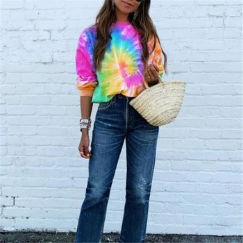 

DARK PERFUME 2020 Autumn Rainbow Color Sleep Round Neck Long Sleeve Top Women Breathable Warm Soft Pajamas Women Fashion Sleep T