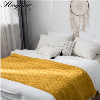 

REGINA Bed Blanket Cashmere Like Plaid Tassel Cozy Knitted Throw Blanket Nordic Style Hotel Bed Flag Bedspread Outdoor Shawl
