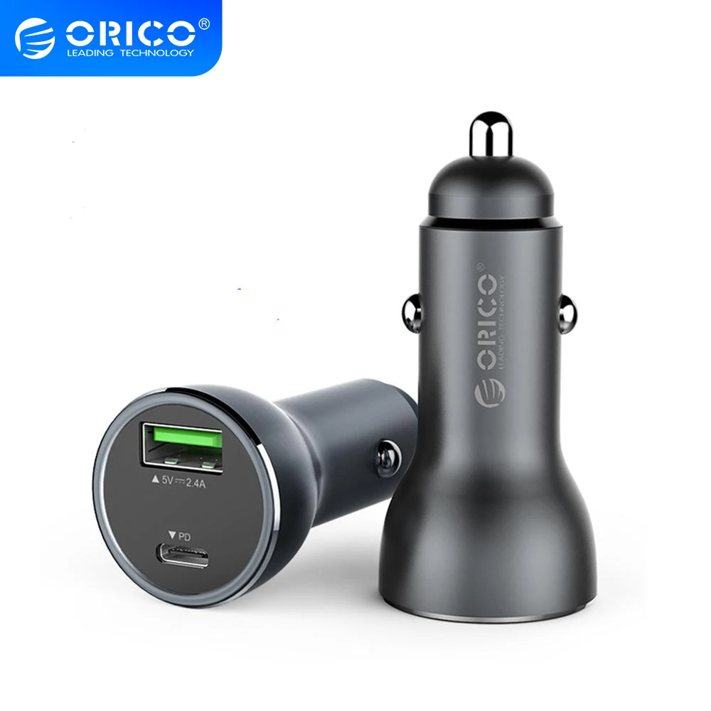 Автомобильное зарядное устройство ORICO PD 3 0 Mini с двумя usb портами 30 Вт быстрое для