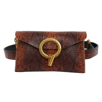 

Snakeskin Print Circle Buckle Women Crossbody Shoulder Bag Waist Pack