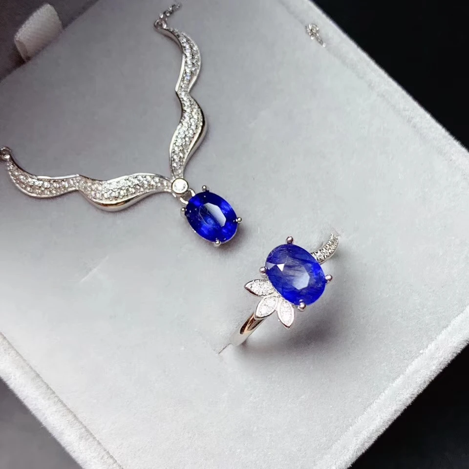 Woman Necklace Gold with Diamonds and Sapphire Jewellery Set for Women
