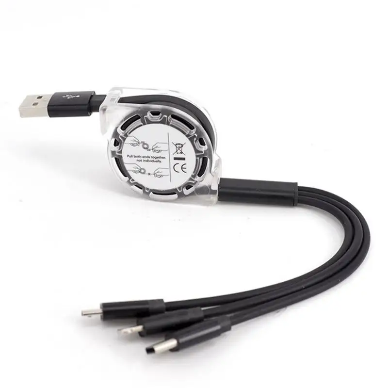 3 в 1 Выдвижной Micro-usb type C мульти зарядный кабель для iPhone X 6 7 8 6s samsung S8 зарядка кабелей для мобильных телефонов