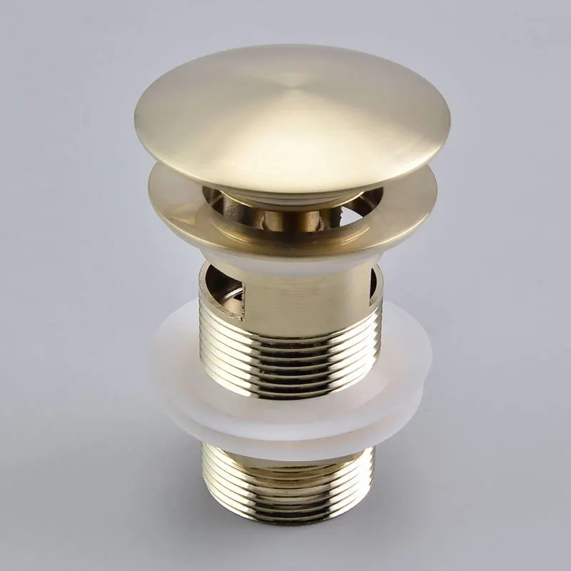 Brushed Gold Solid Brass Pop-Up Drain with Overflow