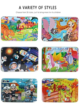

New 60 Pieces Wooden Puzzle Kids Toy Cartoon Animal Wood Jigsaw Puzzles Child Early Educational Learning Toys Children Gift