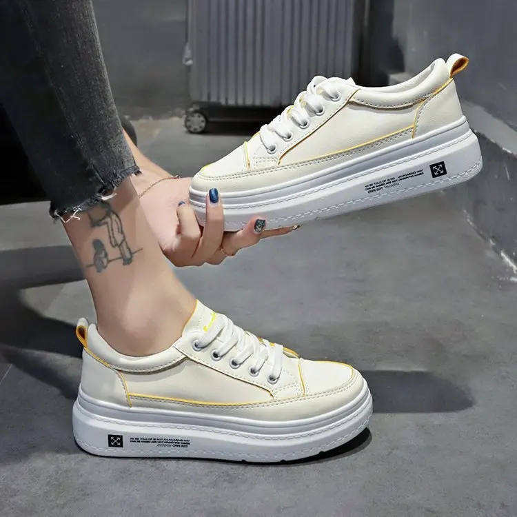 

Mesh White Shoes Women's 2019 Summer Shoes Students Versatile White Lace Casual Extra High Thick Bottomed Platform WOMEN'S Shoes