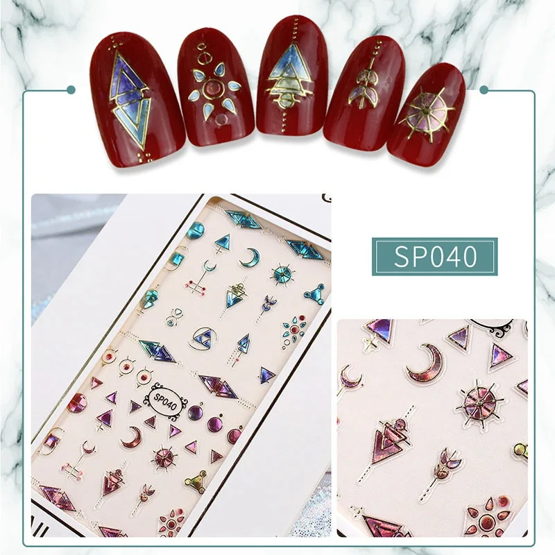 Новейшая стикеры 3D на ногти Nail Art Переводные картинки голографические золотые металлические переводные наклейки Единорог Лаванда Цветок пони крест - Цвет: 40