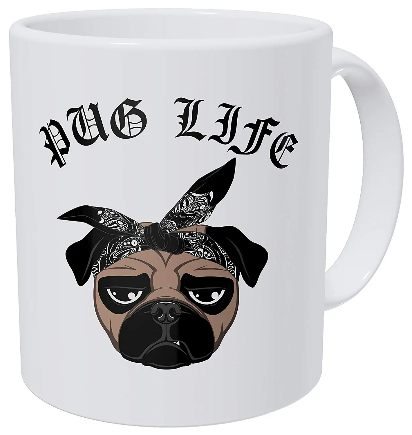 Pug Life Face Dog With Bandana 11 Ounces Funny Coffee Mug