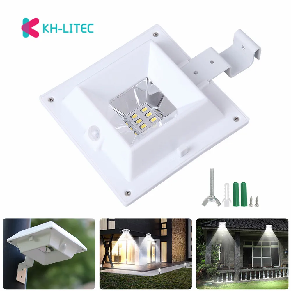 KHLITEC 6 Led Солнечный желоб солнечный светильник с ярким PIR датчиком движения для