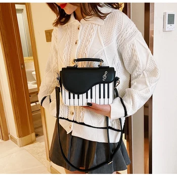 

PU Leather Casual Ladies Handbags Shoulder Messenger Bag Cute Piano Pattern Fashion Crossbody Bag Pouch Totes Women Flap Bag Sac