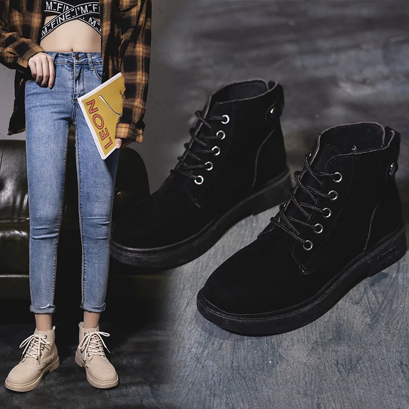 

Martin Boots Women's Short 2018 Autumn And Winter New Style Semi-high Heeled Square Heel Waterproof Platform Europe And America