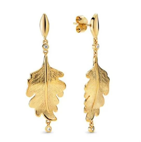 Оригинальные 925 пробы серебряные серьги, блестящие серьги-гвоздики в виде дубового листа для женщин, свадебный подарок, модные ювелирные изделия