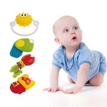 

Teether Keychain Shape Baby Toy Set Music Cognitive Infant Educational Gift