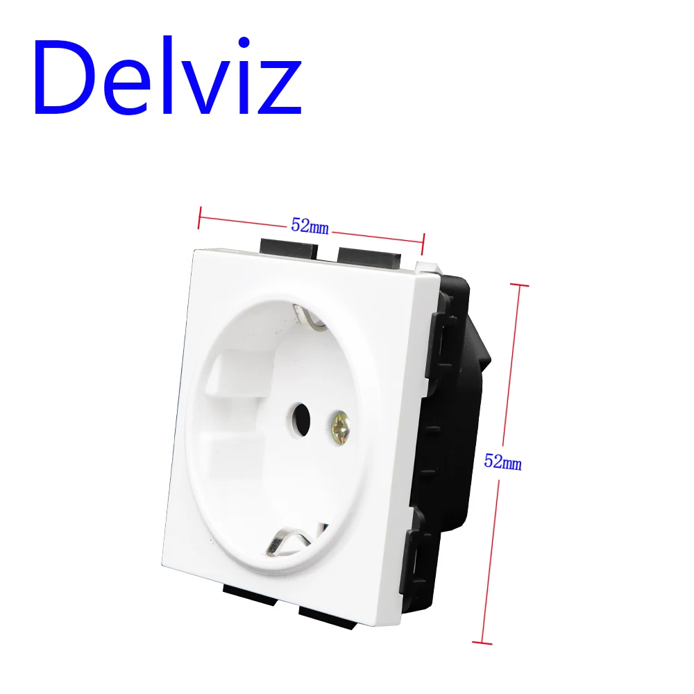 Delviz Tempered glass socket,Household 16A electrical jack,Square Black crystal panel,AC 110V-250V,EU standard Wall Power Socket