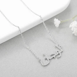Personalized Stainless Steel Crystal Arabic Pendant Custom Arabic Name Necklace Iced Out Name Jewelry For Women Eid al-Fitr Gift