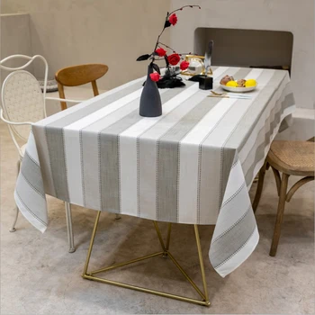 

Striped tablecloth cotton linen table cloth Japanese tassel cover cloth art coffee table pad table cloth