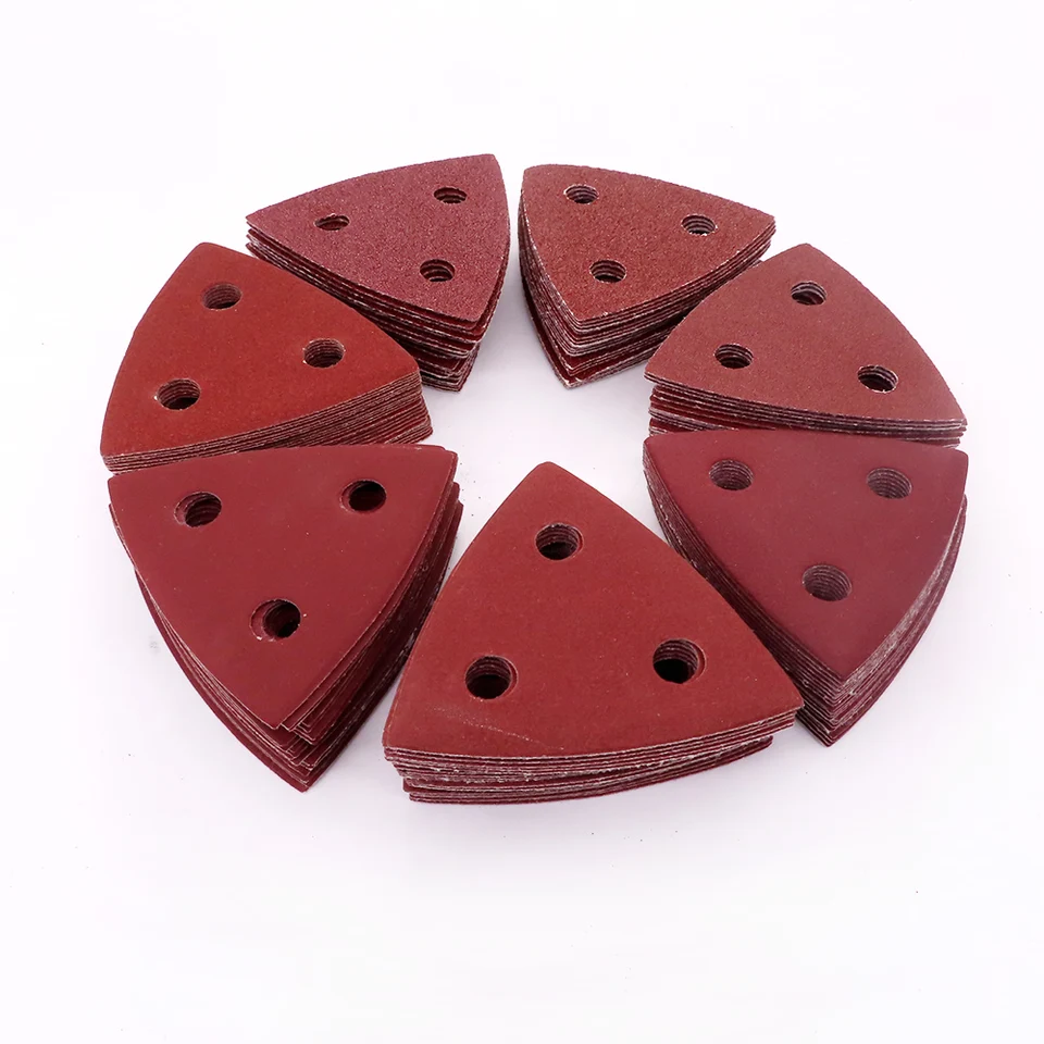 Kozelo Lot De 18 Feuilles De Papier Abrasif Pour Ponceuse En Forme De Souris - Grain 100 - 5 Trous - En Oxyde D'aluminium - Triangle - Pour Ponçage Et