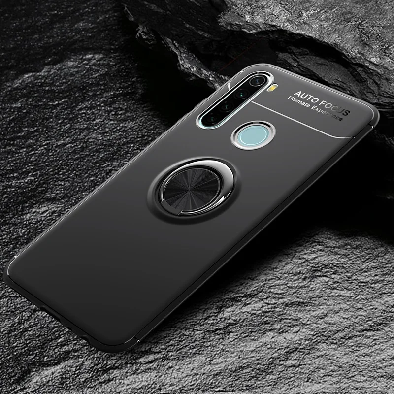 Чехол-невидимка для Xiaomi Redmi Note 8 T, чехол для Xiaomi Redmi Note8T Note 8 t, мягкий силиконовый чехол с кольцом - Цвет: Черный
