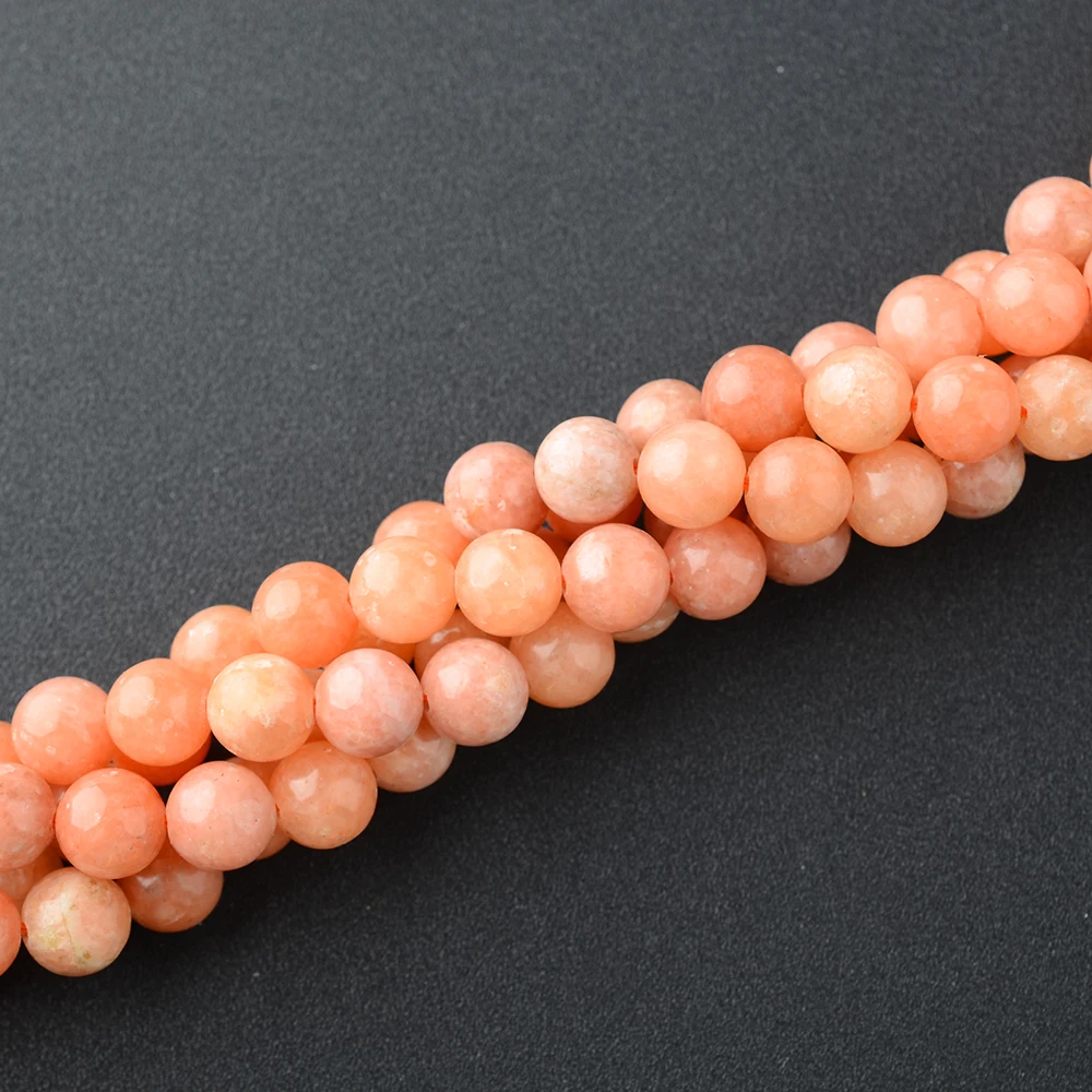 High Quality Natural Genuine South Africa Orange Pink Calcite Round Jewellery Loose Ball Beads 6mm 8mm 10mm 15