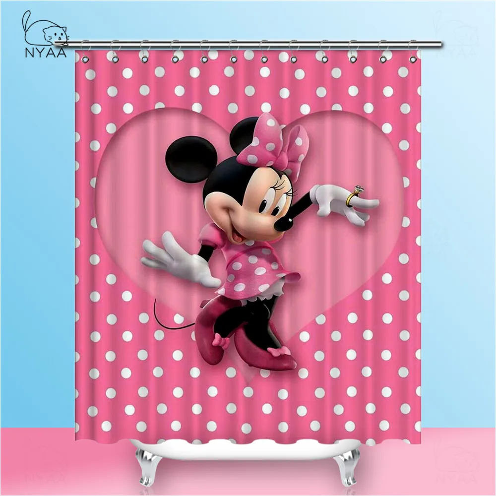 Baratos Cortinas de baño de tela de poliéster impermeable NYAA Mickey para decoración del hogar