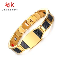 Браслет для магнитотерапии из нержавеющей стали преимущества для артрита выгравировать ID браслеты Персонализированные Цепочки, Браслеты Ювелирные изделия