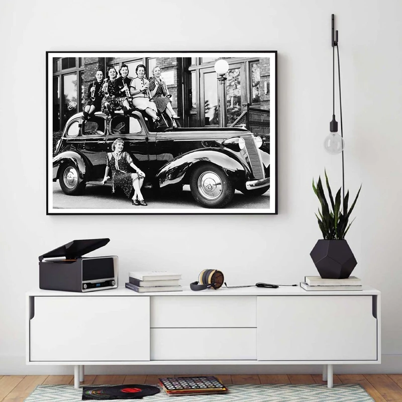 Vintage Girl Band Canvas Art Print Home Decor