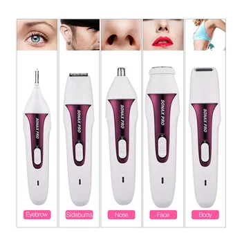 

5 in 1 Electric Women Shaver Eyebrow Nose Ear Face Hair Trimmer Painless Body Bikini Hair Remvoal Waterproof Epilator Shaving 49