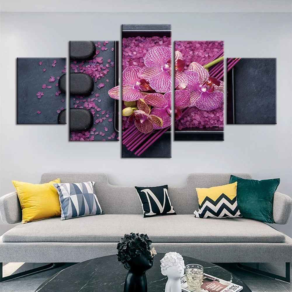 Настенный художественный принт 5 шт. товары для спа камни морская соль цветы