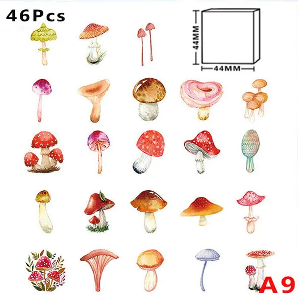 A9 Mushroom 45 шт./кор. наклейки Мини мультфильм канцелярские наклейки для кавайный Дневник Журнал наклейки этикетки для печати альбом украшения DIY - Цвет: A9 Mushroom