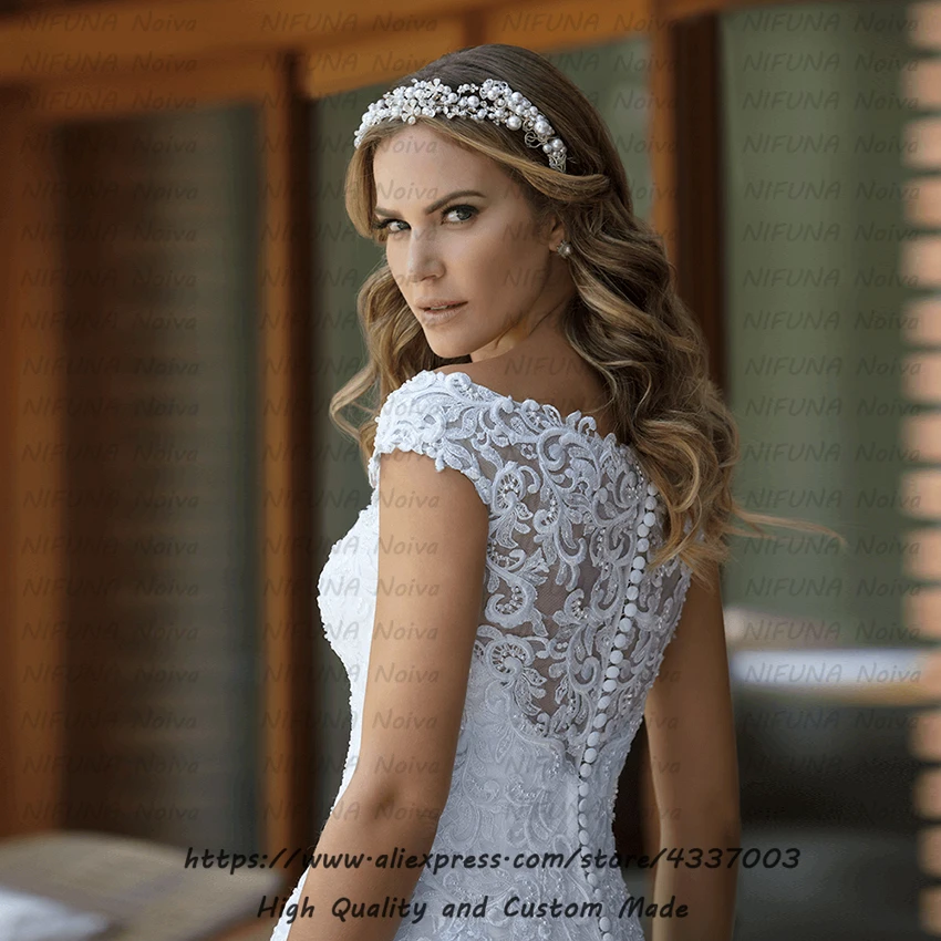 Новое модное платье Vestido de Noiva с v-образным вырезом и рукавами-крылышками для невесты роскошные кружевные свадебные платья из Китая с жемчужинами и аппликацией