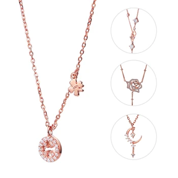 

Real 925 Sterling Silver Simple Charm Pendant Necklace for Women Girl Adjustable Choker Necklace CZ Luxury Designer Jewelry Gift