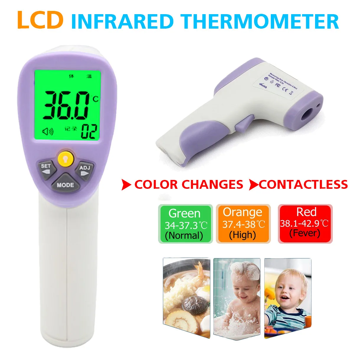 

in stock forehead thermometer non-contact infrared thermometer body temperature fever digital measurement tool for adult baby