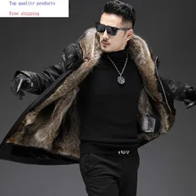 Зимняя мужская куртка, пальто с натуральным мехом, парка из меха енота, куртки с капюшоном, теплые пальто из кроличьего меха, парки De Hombre 19-2001