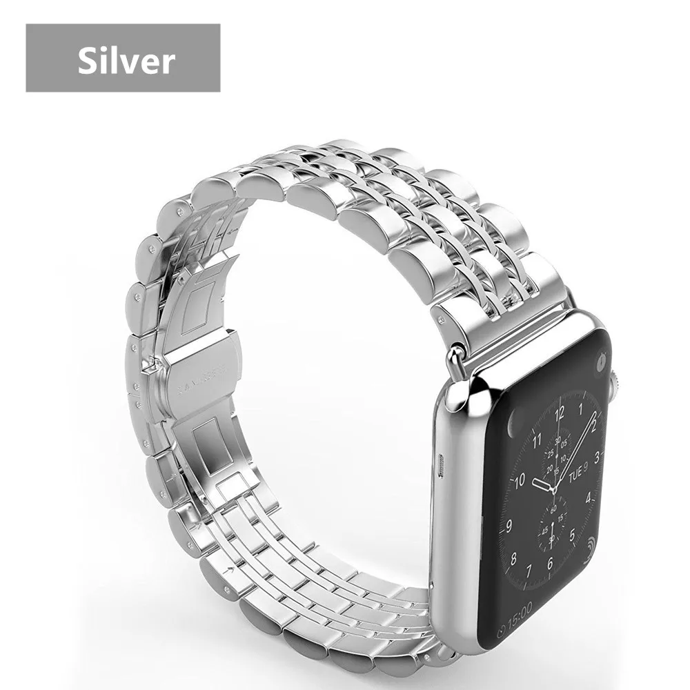 Silver band case case+Strap For Apple Watch band 42mm 38mm apple watch 4 3 5 iwatch band correa Stainless Steel pulseira Butterfly watchband - Цвет ремешка: Silver band case