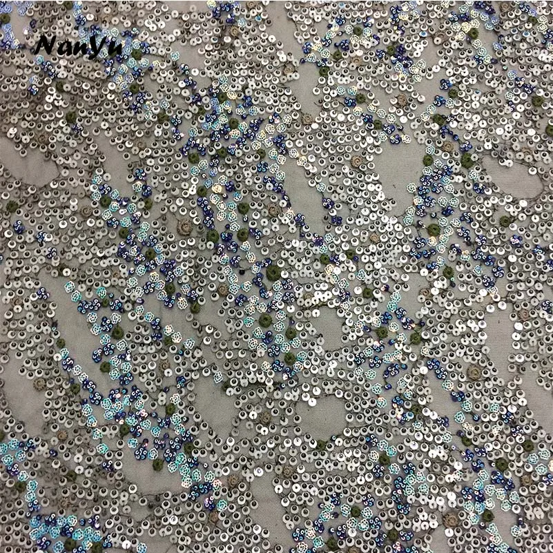 Latest Nigerian French Tulle Lace with Sequin High Quality African Sequins Lace Fabric