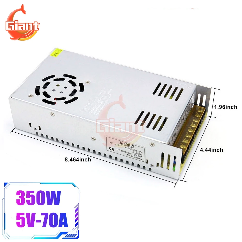 S-350-5 DC 5V импульсный источник питания 70A 350WW Светодиодная лента источник питания адаптер трансформатор Светодиодный источник питания регулятор напряжения