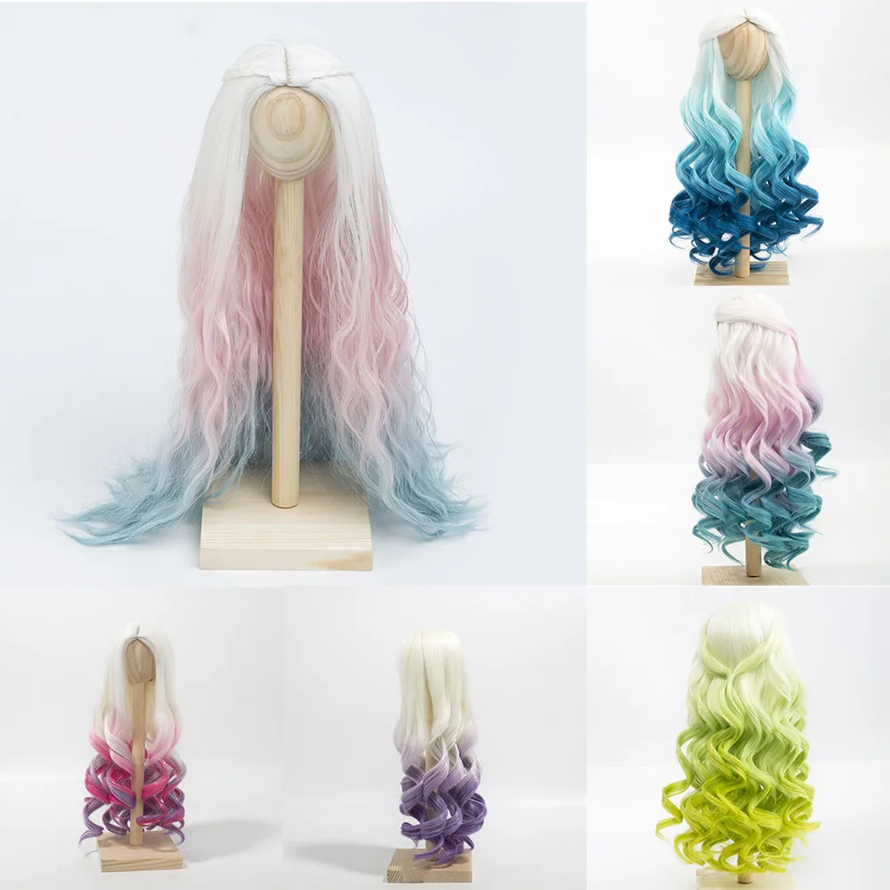 

BJD Doll Wigs Heat Resistant Wire Long Curly Hair Wigs for 1/3 1/4 BJD/SD Dolls White Blue Green Purple Doll Wigs